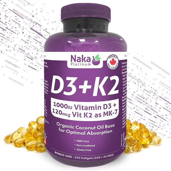캐나다 나카 플레티넘 비타민D3 플러스 비타민 K2 MK-7 FORM 330베지캡슐