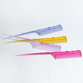 하트 반짝이꼬리빗 4P 휴대용 가르마 앞머리 머리빗