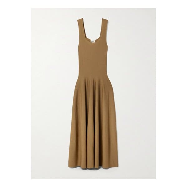 케이트 조디 플리츠 울 미디 드레스 탠 브라운 46376663162859188