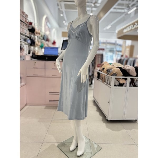 [여주점] 와코루 면모달 솔리드 심플 끈 원피스 잠옷 실내복 WGN7143B