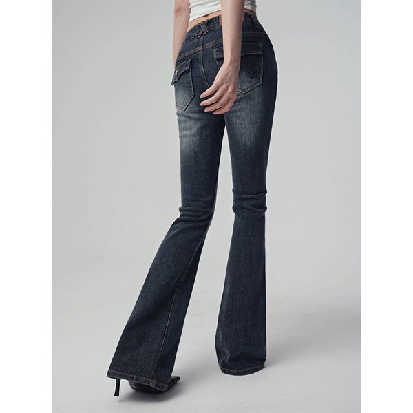 Shadow Line Bootscut Pants DEEP BLUE