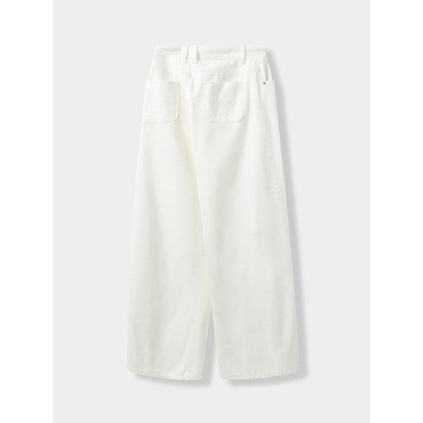 백 로고 슬래쉬 와이드 데님 팬츠_화이트