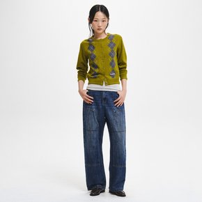 WOMAN 마일드 아가일 크루넥 가디건 [OLIVE] / GF3LKC514
