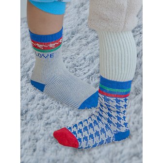 베이비블리 F25216 블루면 니트 3종 양말 세트