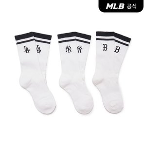 MLB [코리아공식]데일리 스트라이프 양말 3족세트 MLB (White)