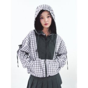 Check Ribbon Wind Breaker Black