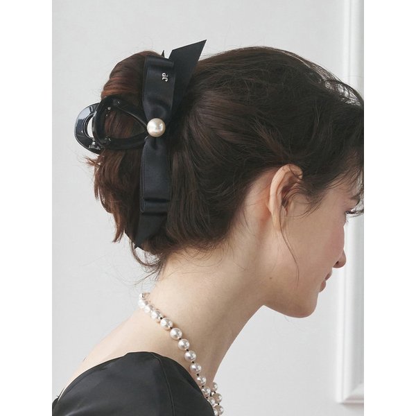 3단 진주 리본 빅 집게핀 JP-26-040CC
