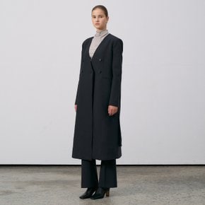 노카라 버튼 롱 코트  Non-Collar Belted Coat