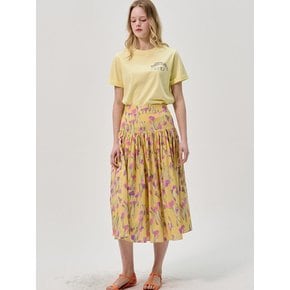 Painting Flower Cotton Mermaid Skirt_Yellow