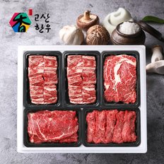 [냉장(정육)냉동(갈비)] 고산한우 1등급이상 암소혼합세트 한우예찬8호(2.4kg)/갈비700gx2팩+등심400g+채끝300+치마300g