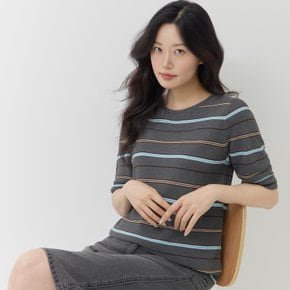 (2컬러) 스트라이프 라운드 풀오버 LCKTQ822