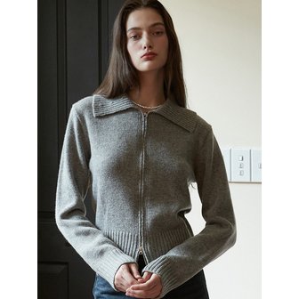 에잇데이즈어위크 AD014 merino wool collar 2way zip-up knit (gray)