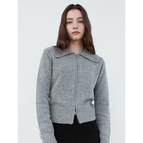 AD014 merino wool collar 2way zip-up knit (gray)