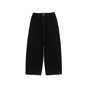 VINTAGE COTTON WIDE CURVED DENIM PANTS (BLACK)