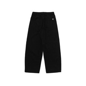 VINTAGE COTTON WIDE CURVED DENIM PANTS (BLACK)