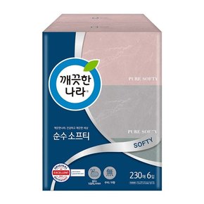 순수소프티 미용티슈 230매 6입