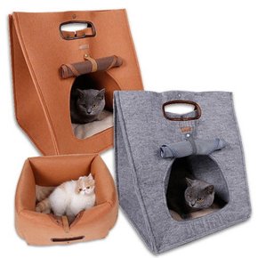 (75% 1+1 땡처리) 고급 펠트원단 고양이 다용도 이동장/하우스 2개묶음 색상랜덤 대형51x40x40cm