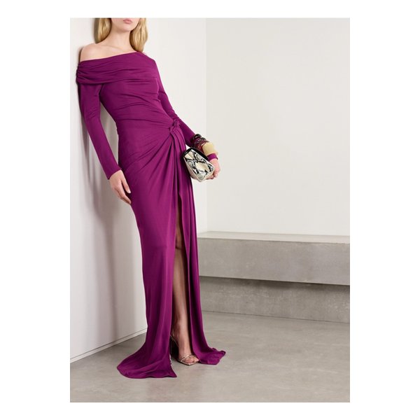 식스틴 알링턴 폴리타 원숄더 플리츠 드레이프 저지 가운 퍼플 1647597352115015