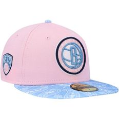 [해외] 920243 뉴에라 모자 NBA 브루클린 네츠 Paisley Visor 59FIFTY Fitted Hat Pink/Light Bl