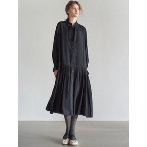 FRILL RIBBON TIRED DRESS_BLACK