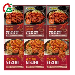 국내산 닭갈비 200g 3팩, 국내산 양념 닭발 3팩 총 6팩