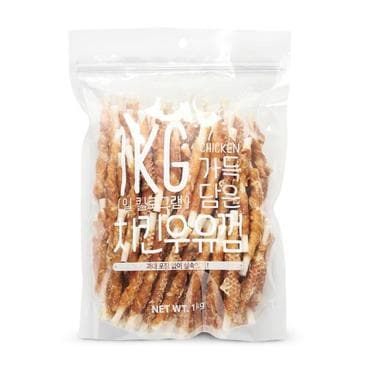  슈퍼츄 가득담은 대용량 강아지간식 치킨우유껌 스틱 진짜1kg