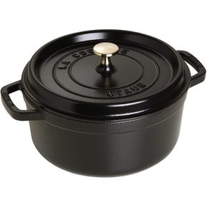 staub 22cm] IH La Cocotte Round 40509-305 스토우브 [피코 코콧 라운드 블랙 양손 법랑 냄비