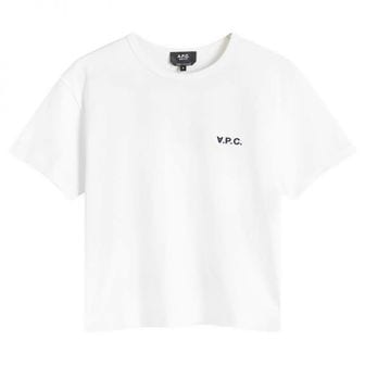 APC 우먼 A.P.C. 아페쎄 박시 핏 로고 티셔츠 - 화이트  네이비 COHBQ-F26390-TAE