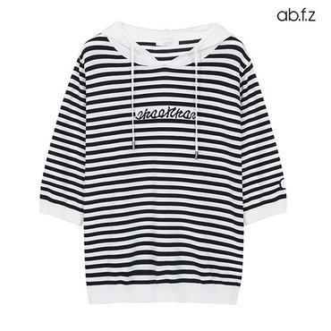 ab.f.z 레터링 7부 후드 니트 (AFX2HW48A)