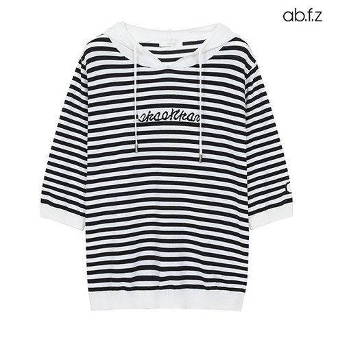 ab.f.z 레터링 7부 후드 니트 (AFX2HW48A)