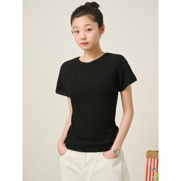 빈폴레이디스 25SS 코튼 혼방 주름 반소매 풀오버 - 블랙 BF5451C065