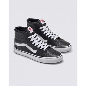 커스텀스 Elevated 블랙 레더 SK8 Hi 스케이트 하이 스니커즈 운동화 캐주얼 VN0A3VC1550