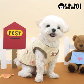 강아지 조끼 가을 겨울 고무라벨 베어 코듀로이 베스트
