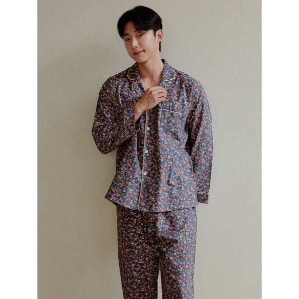 남성 올리비아 긴소매 카라 잠옷