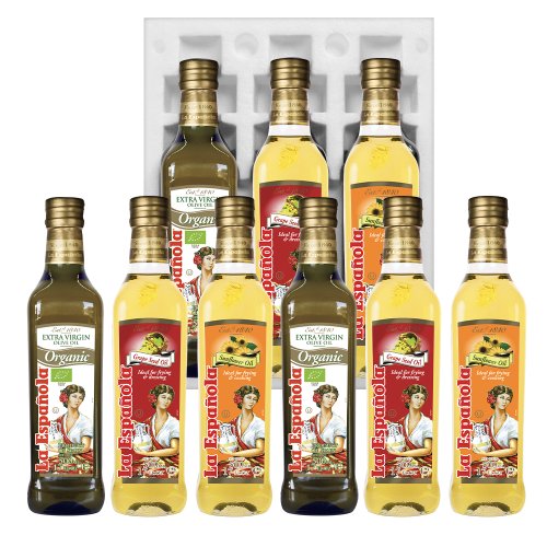 [에스파놀라] 유기농 엑스트라버진 올리브유 500ml 3병 + 포도씨유 500ml 3병 + 해바라기유 500ml 3병 (스티로폼 포장)