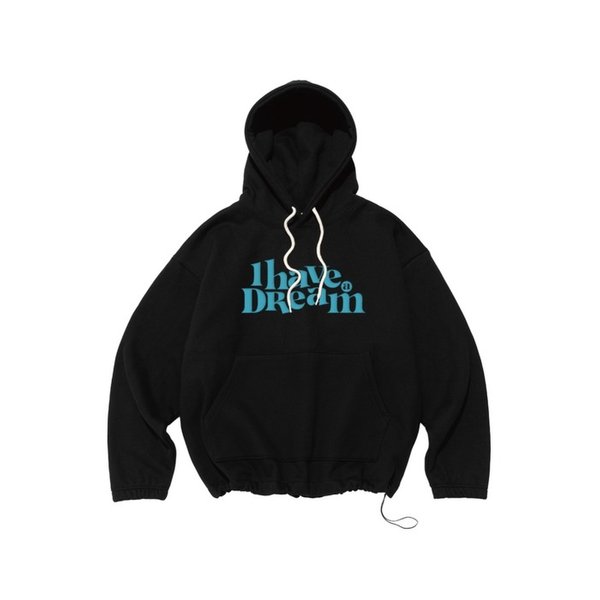 [기모선택] 헤브 어 드림 스트링 후드 티셔츠 (블랙)