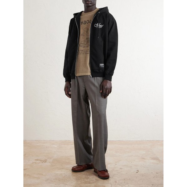 네이버후드 스테이플 로고 프린트 코튼 플리스 집업 후드 티셔츠 46376663163075109