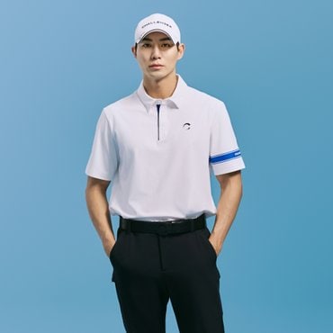 챌린저 남성 폴리 소매 프린트 포인트 카라 반팔 티셔츠