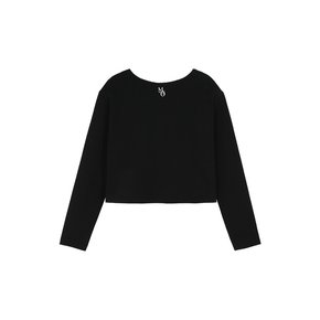 LOGO ROUND CROPPED T-SHIRT BLACK MBCFTO012BK