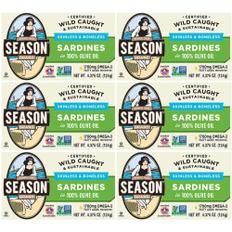 6캔세트 시즌 뼈없는 정어리 통조림 사딘스 SARDINES 100% 올리브유 124g