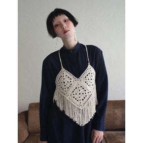 Handmade Crochet Tassel Vest (CREAM)