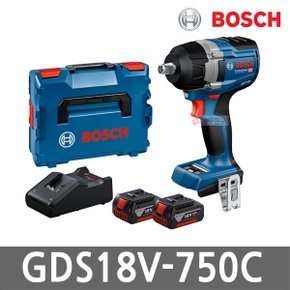 GDS18V-750C 충전 임팩 렌치 18V 5.0Ah 배터리 2개 미드토크 3단속도조절 12.7mm 무선