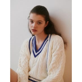 Oversized Cable Stripe Cardigan (Ivory)