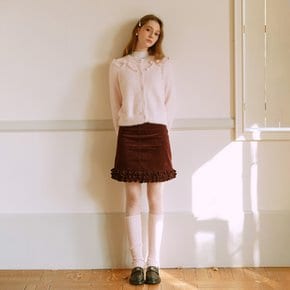 Cest_Ruffled corduroy skirt