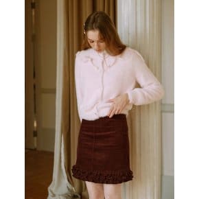 Cest_Ruffled corduroy skirt