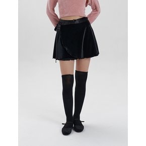 [단독] velvet rap skirt - black