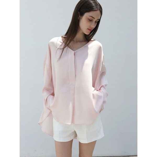 Aura satin loose blouse - SOFT PINK