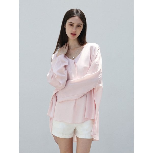 Aura satin loose blouse - SOFT PINK