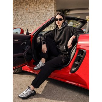 퍼디 SET/글로스 후드 투웨이 팬츠세트 [블랙+블랙]