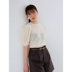 AR_Hollow puff sleeve knit top_IVORY